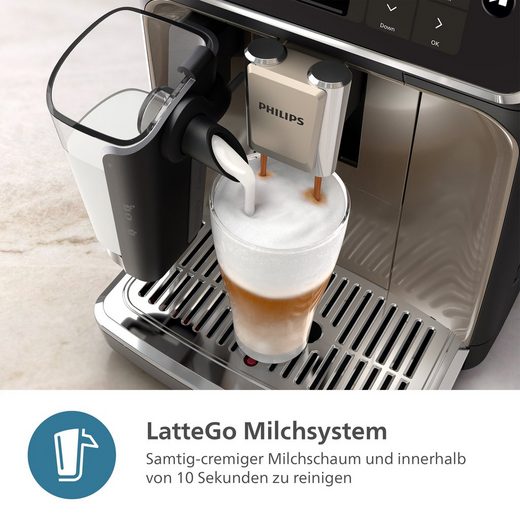 Kaffeevollautomat EP5547/90 5500 Series, 20 Kaffeespezialitäten (heiß oder eisgekühlt), Chrom-Schwarz LatteGo-Milchsystem, SilentBrew Technologie, Schwarz verchromt