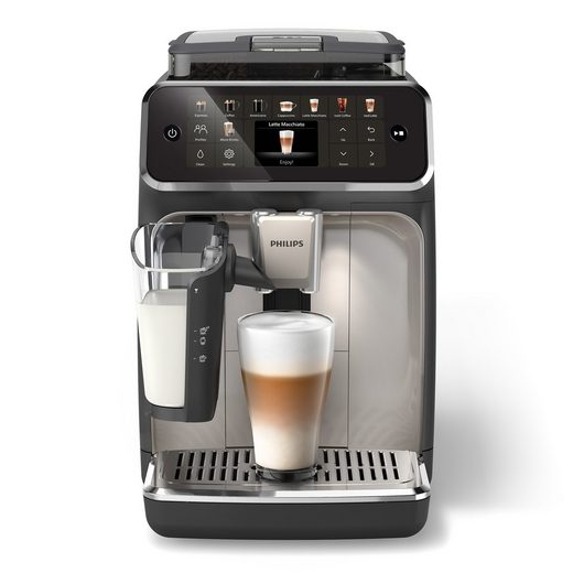 Kaffeevollautomat EP5547/90 5500 Series, 20 Kaffeespezialitäten (heiß oder eisgekühlt), Chrom-Schwarz LatteGo-Milchsystem, SilentBrew Technologie, Schwarz verchromt