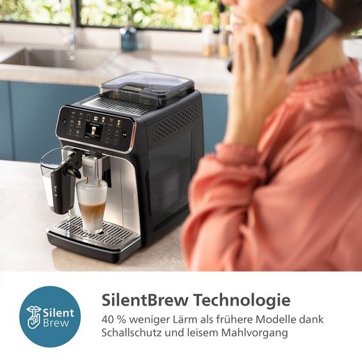 Kaffeevollautomat EP5547/90 5500 Series, 20 Kaffeespezialitäten (heiß oder eisgekühlt), Chrom-Schwarz LatteGo-Milchsystem, SilentBrew Technologie, Schwarz verchromt