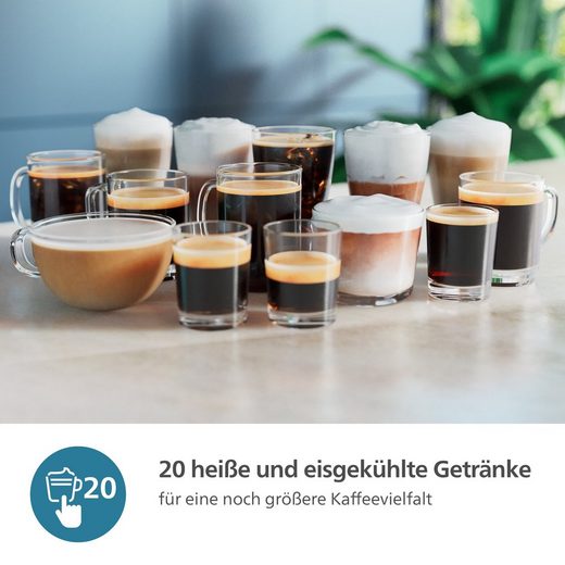 Kaffeevollautomat EP5547/90 5500 Series, 20 Kaffeespezialitäten (heiß oder eisgekühlt), Chrom-Schwarz LatteGo-Milchsystem, SilentBrew Technologie, Schwarz verchromt